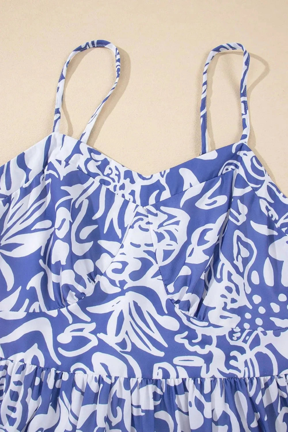 Floral Print Spaghetti Strap High Waist Dress Simply Love