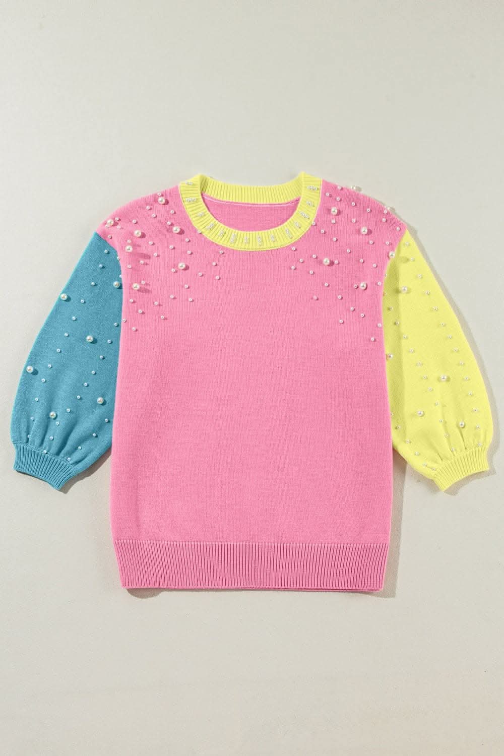 Elegant pearl contrast sweater - Love Salve 