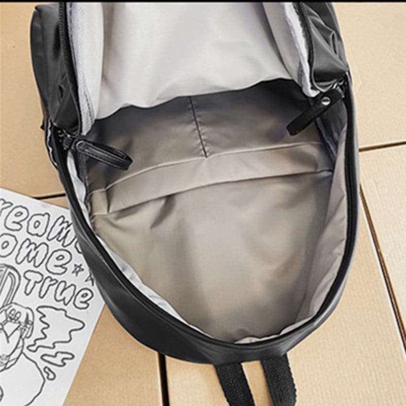 PU Leather Zip Backpack Bag.