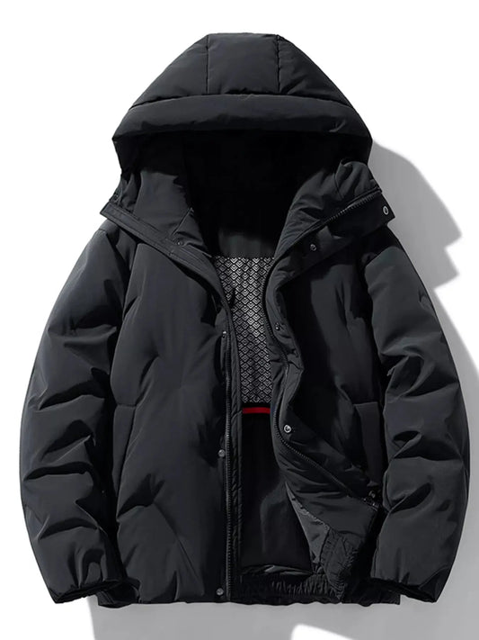 Men's Full Size Snap Down Hooded Padded Winter Jacket Plus Size Simply Love