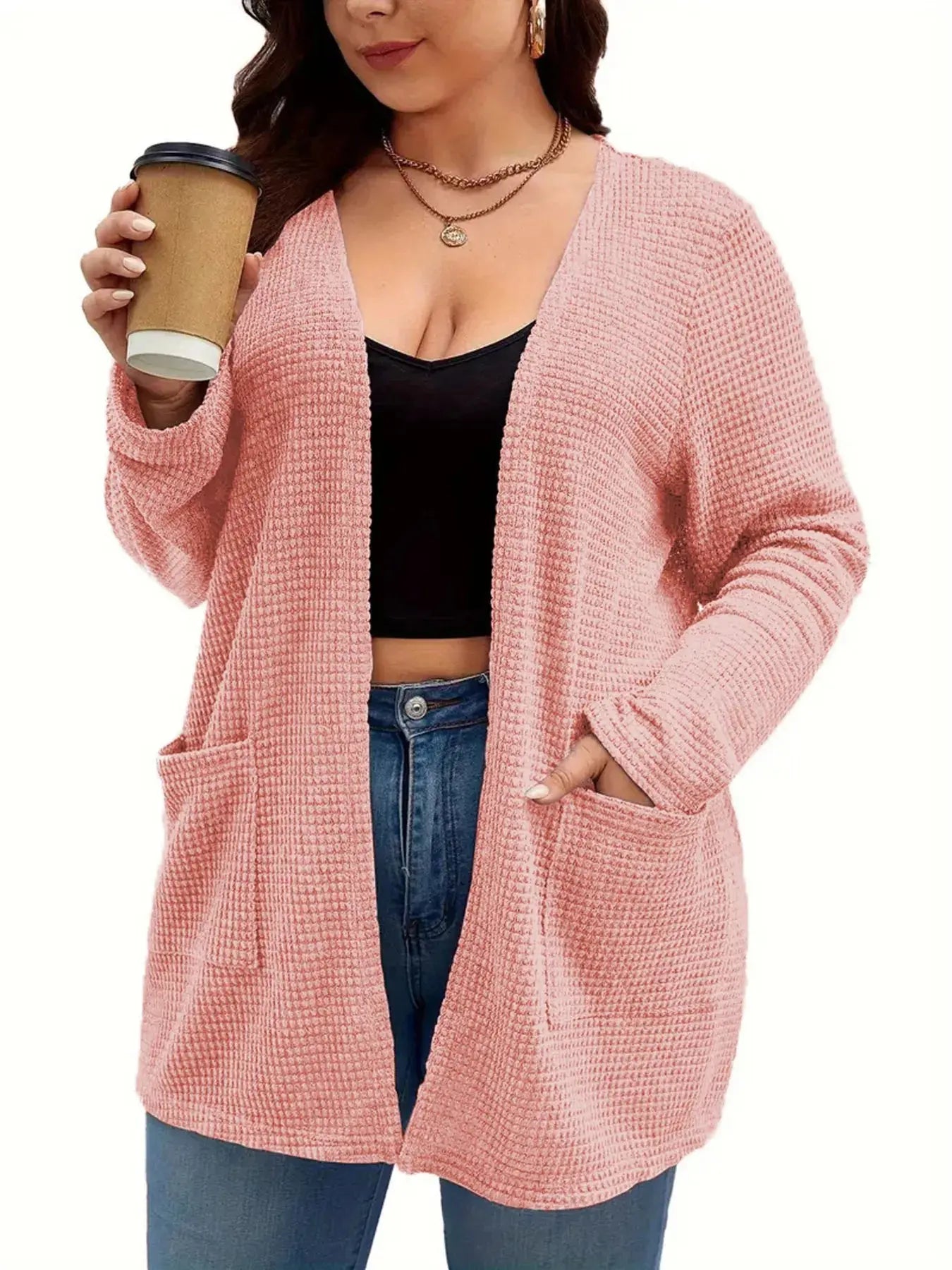 Plus Size Open Front Long Sleeve Knit Cardigan Simply Love
