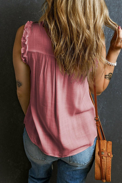 Frill Notched Sleeveless Tank.