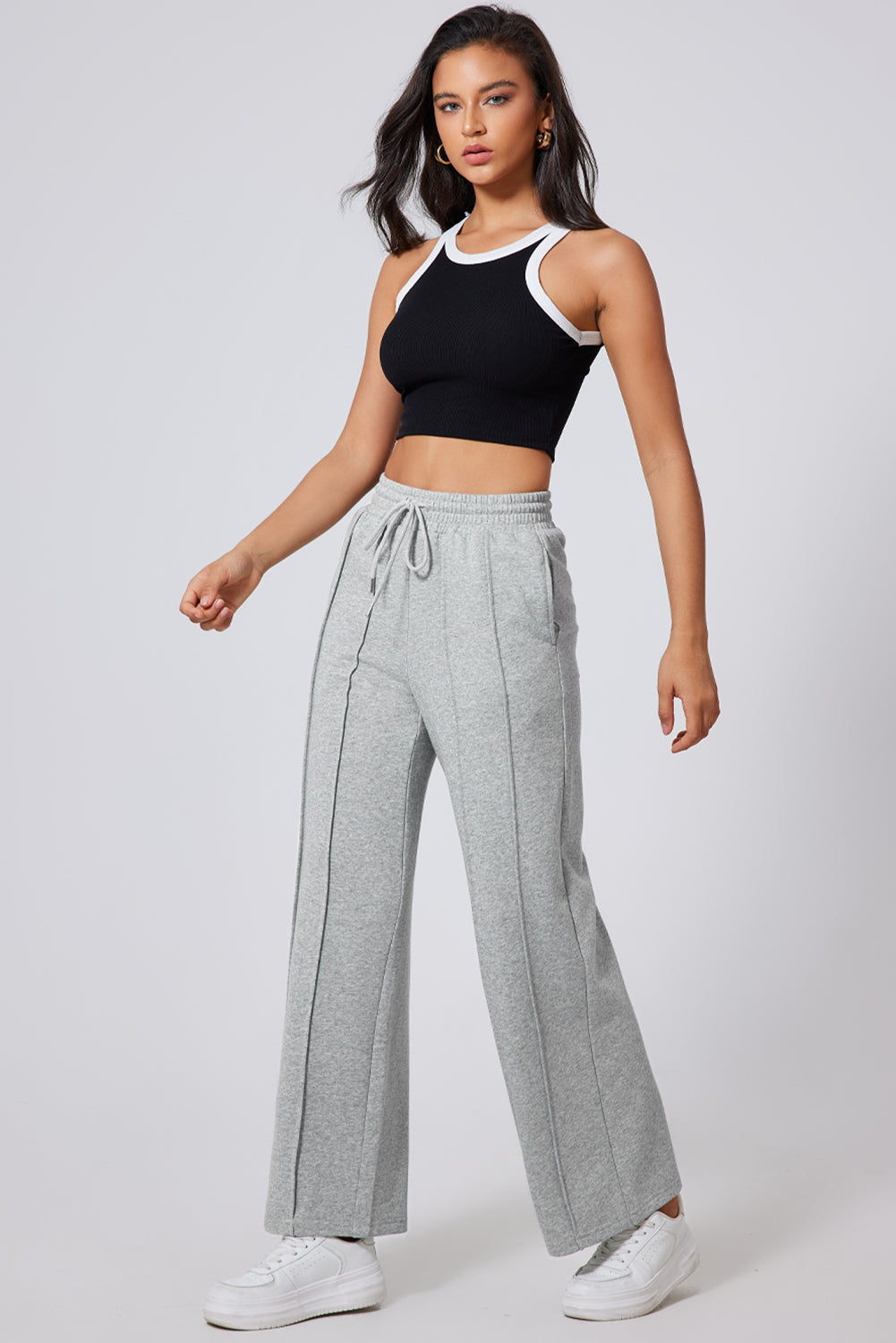 Chic gray wide leg sweatpants