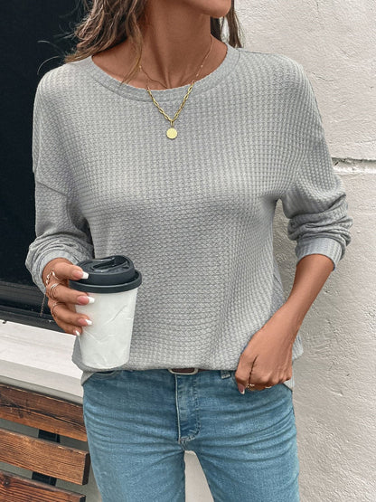 Casual chic long sleeve t-shirt with dropped shoulders