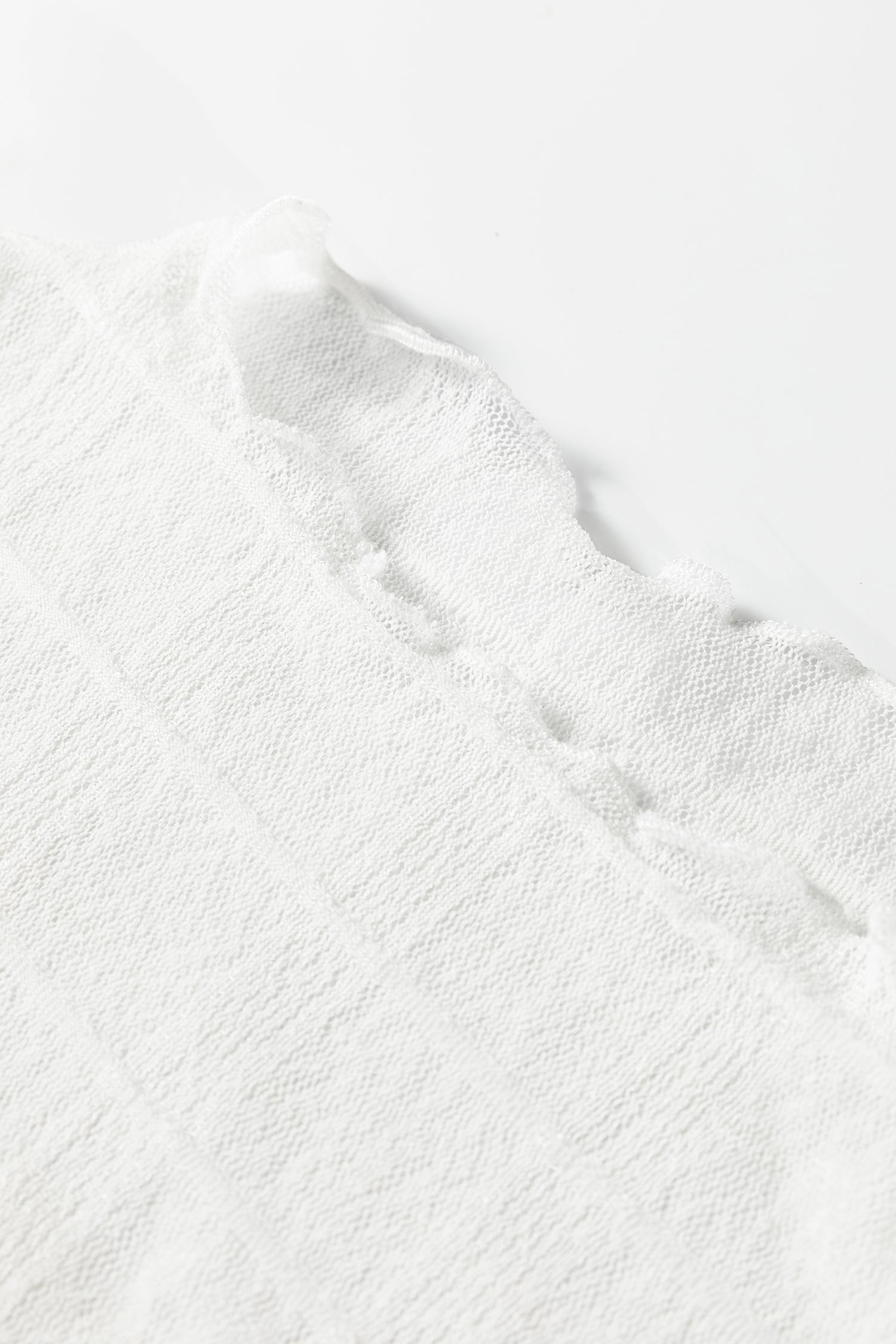 Dear-Lover White Plaid Mesh Top Women's Daily Sheer Long Sleeve Lightweight Dear-Lover Dropshipping