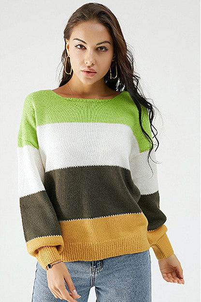 Color Block Dropped Shoulder Sweater.