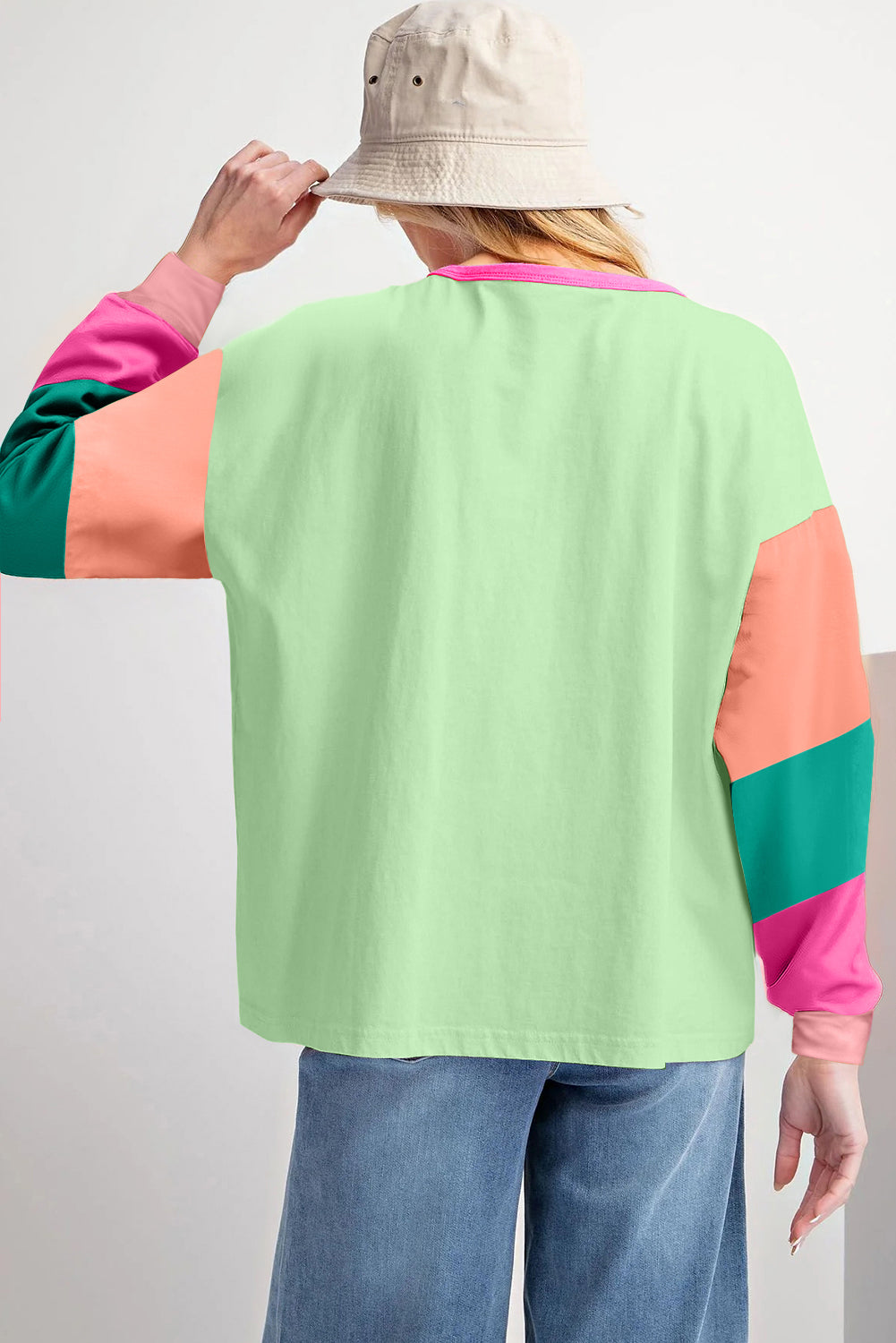 Oversized green colorblock top