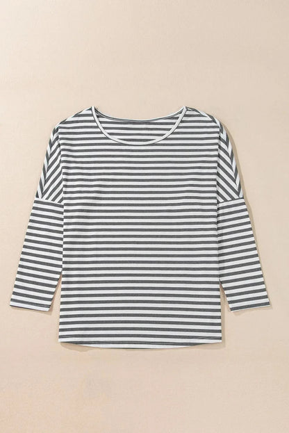 Striped Round Neck Long Sleeve Top