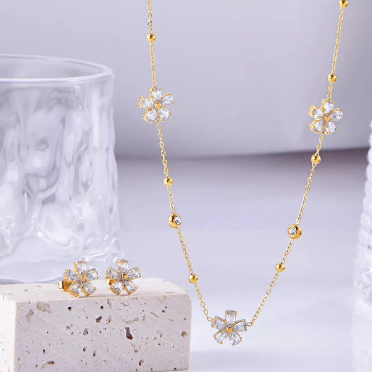 18K Gold-Plated Flower Jewelry Set Simply Love