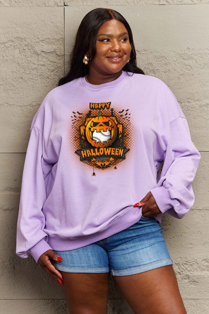 Simply Love Full Size HAPPY HALLOWEEN Graphic Sweatshirt.