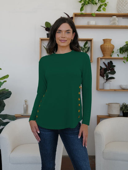 Elegant long sleeve tee with buttons