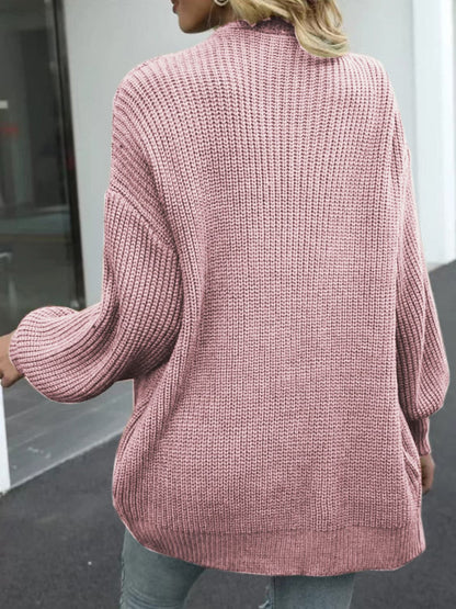 Drop Shoulder Balloon Sleeve Cardigan.