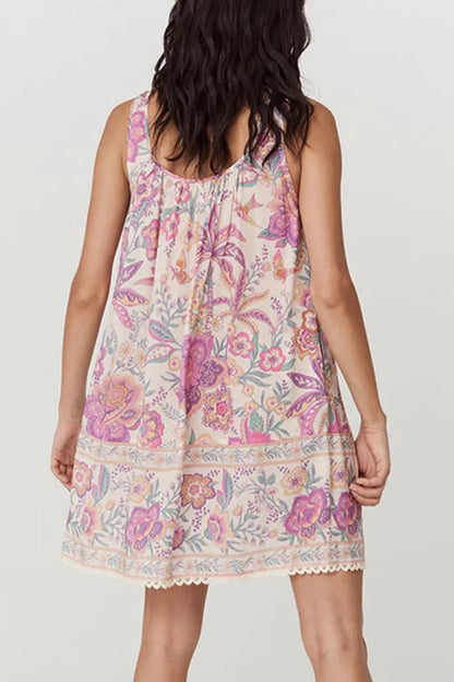 Simply Love: Floral Tie-Neck Mini Dress