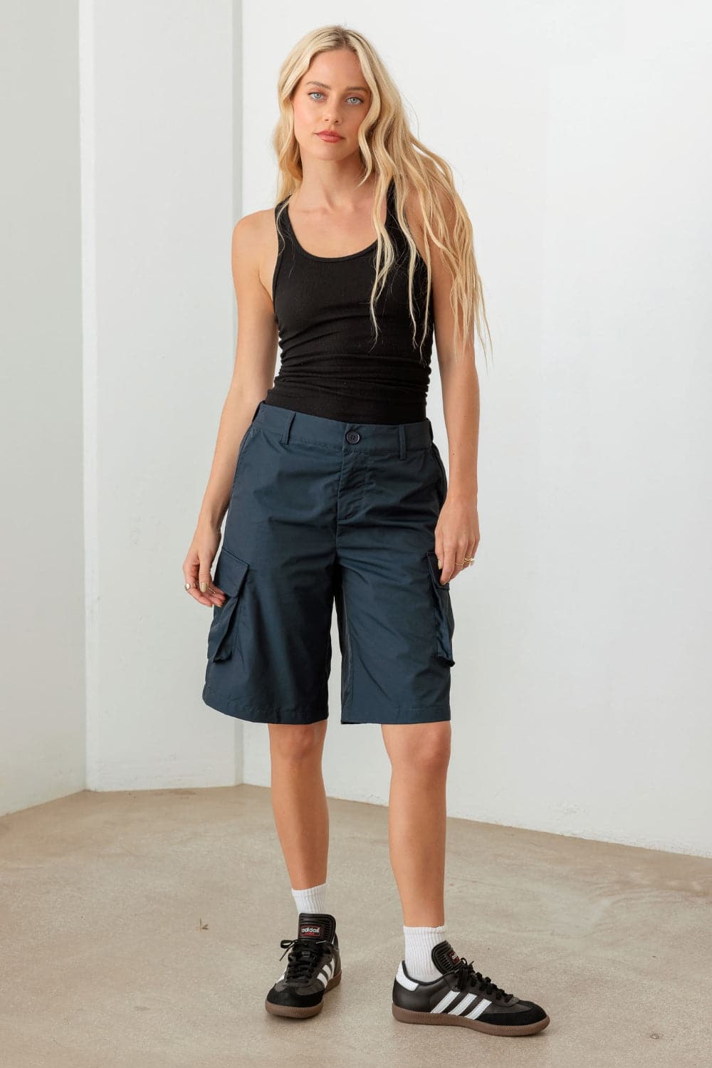 Le Lis Navy Cargo Bermuda Shorts.