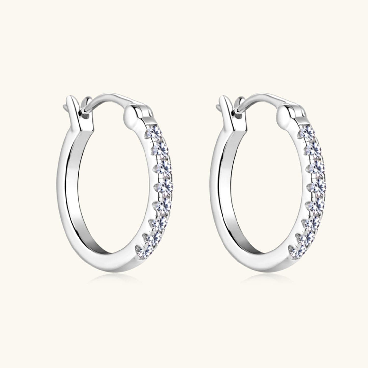 925 Sterling Silver Moissanite Huggie Earrings.