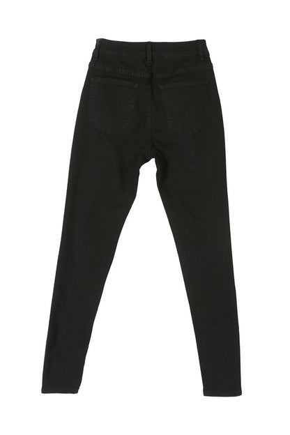 Sleek black stretch denim skinny jeans