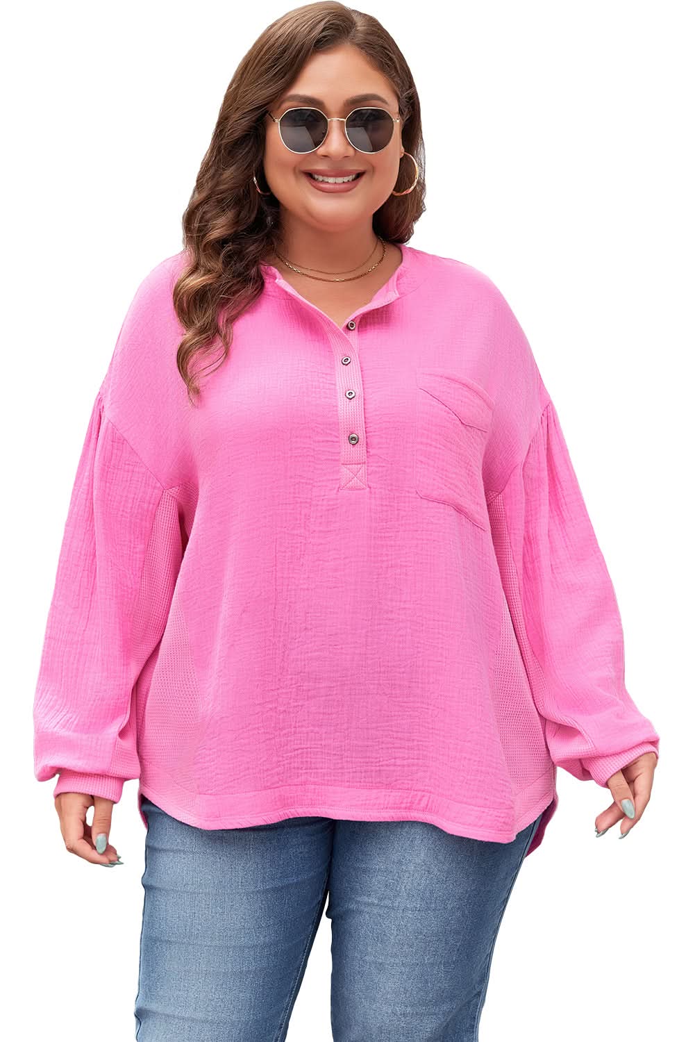 Bonbon plus size half-button top - Love Salve 