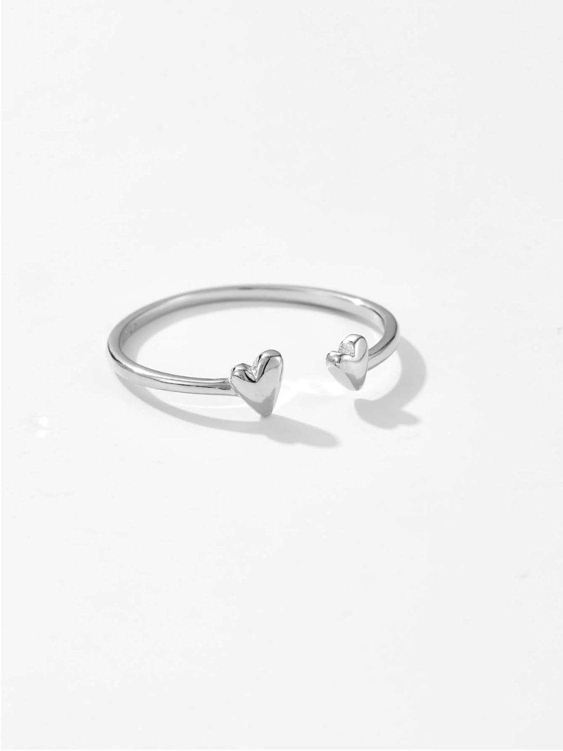 925 Sterling Silver Heart Open Ring.