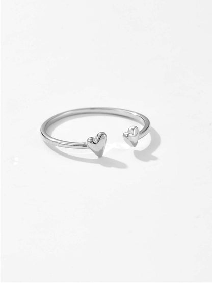 925 Sterling Silver Heart Open Ring.