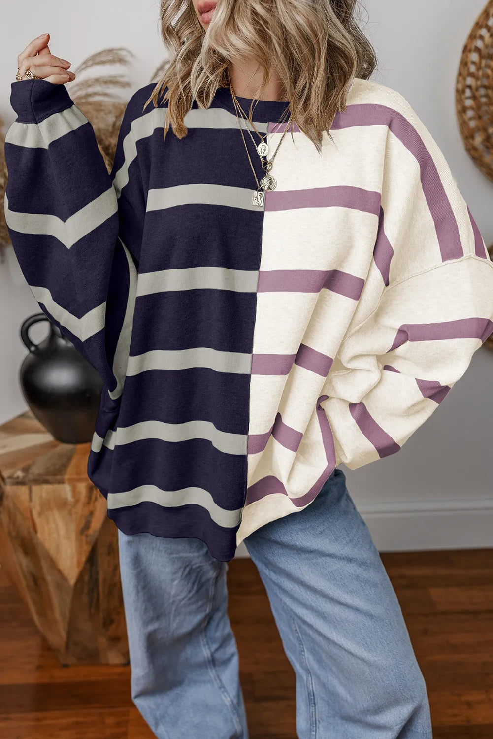 Striped Round Neck Long Sleeve Knit TopFeatures: Slit
Stretch: Slightly stretchy
Material composition: 50% viscose, 28% polyester, 22% polyamide
Care instructions: Machine wash cold. Tumble dry low.
ImporLove Salve Striped Round Neck Long Sleeve Knit TopKnit Tops