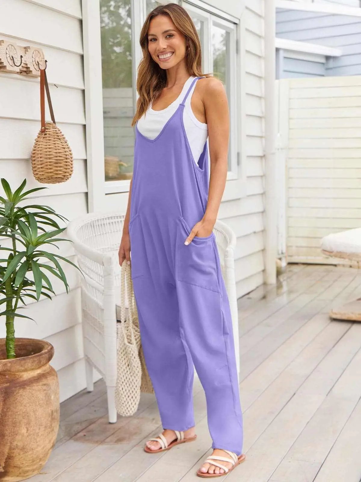 V-neck pocket jumpsuit - Love Salve 