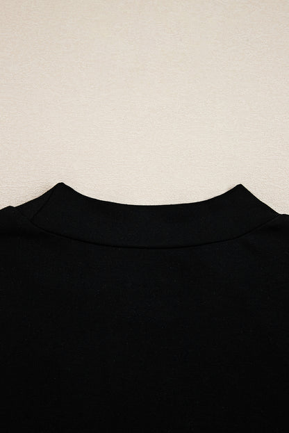 Black Plus Size Lace Patchwork Cutout Long Sleeve Top