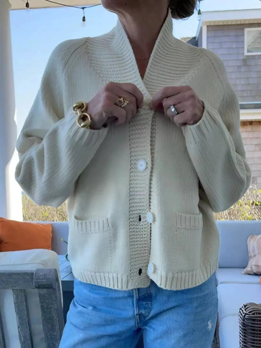 USA Flag Chunky Knit Button-Down Cardigan Simply Love