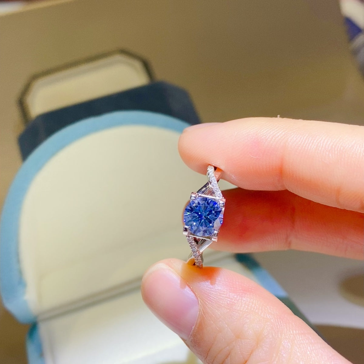 1 Carat Moissanite Crisscross 925 Sterling Silver Ring Coco’s Tee Boutique