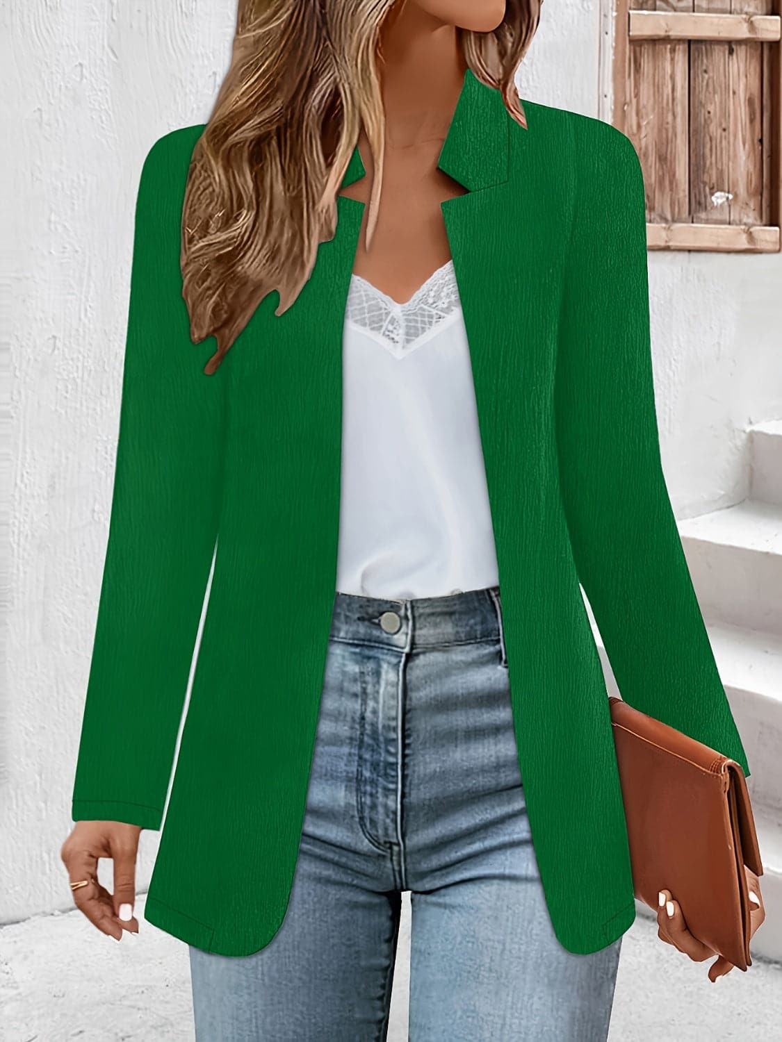 Versatile open front long sleeve blazer