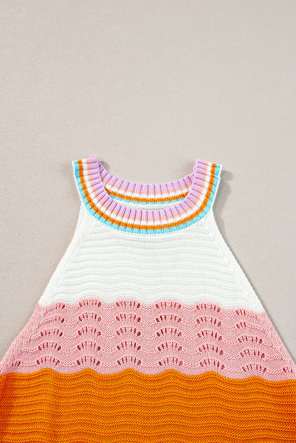 Vibrant striped textured knit sleeveless top