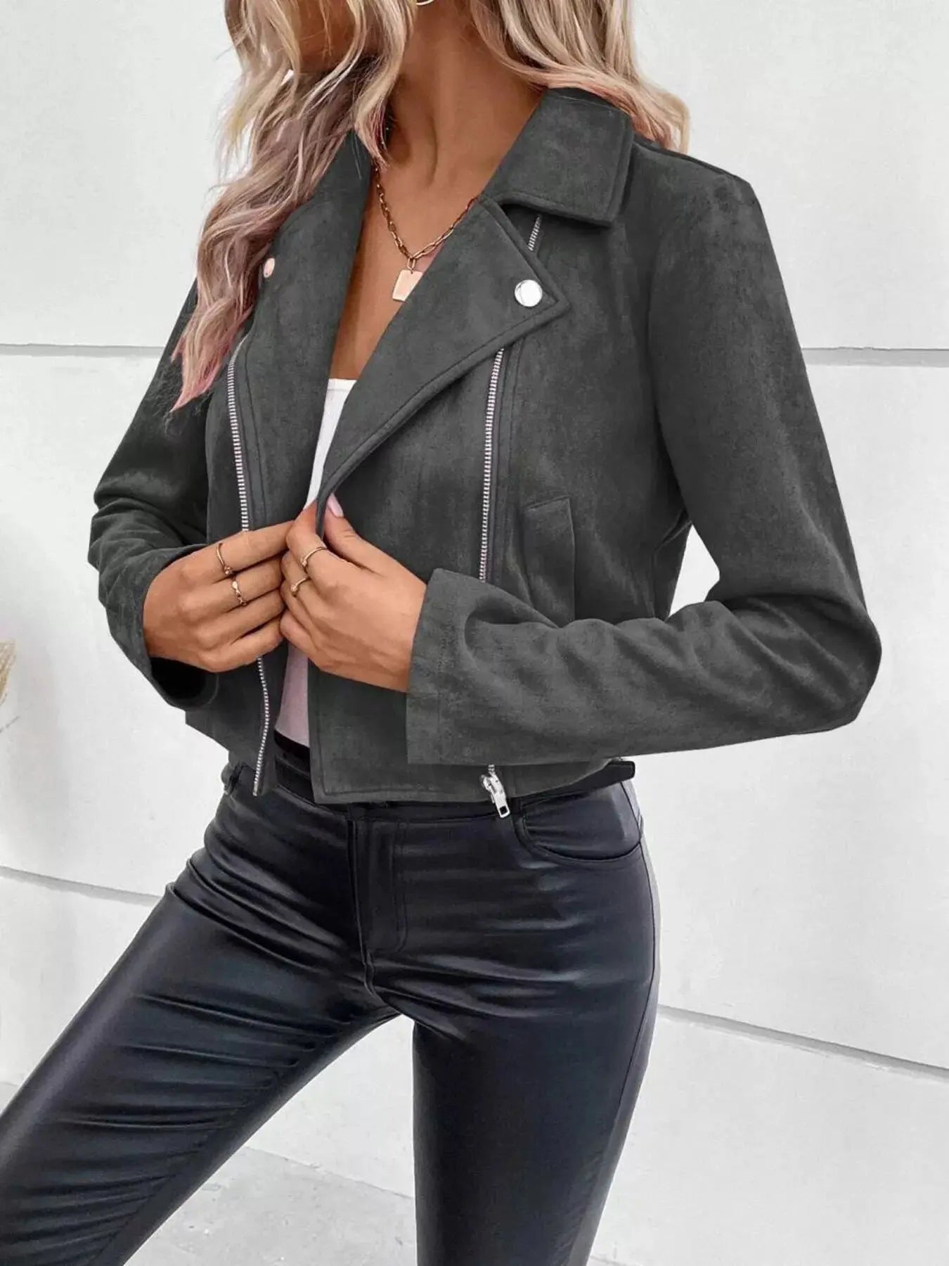 Zip Up Cropped Jacket Simply Love