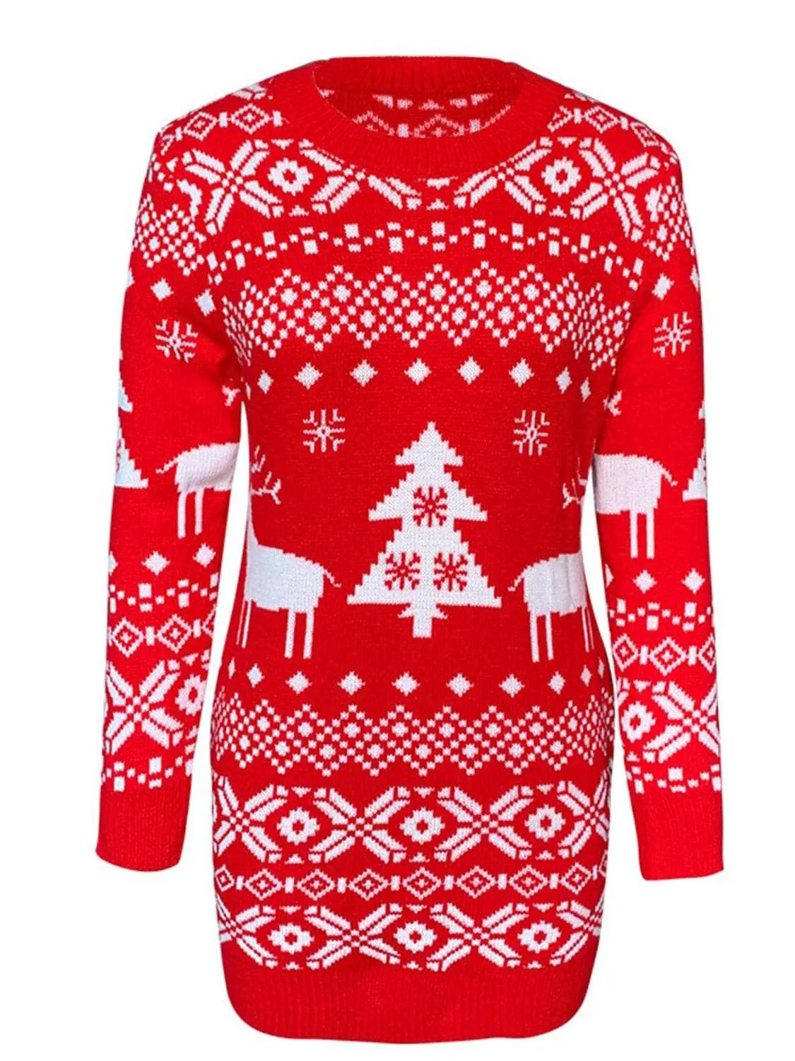 Festive mini sweater dress, 100% polyester - Love Salve 