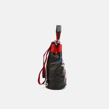 Versatile vegan leather bucket bag with adjustable backpack straps