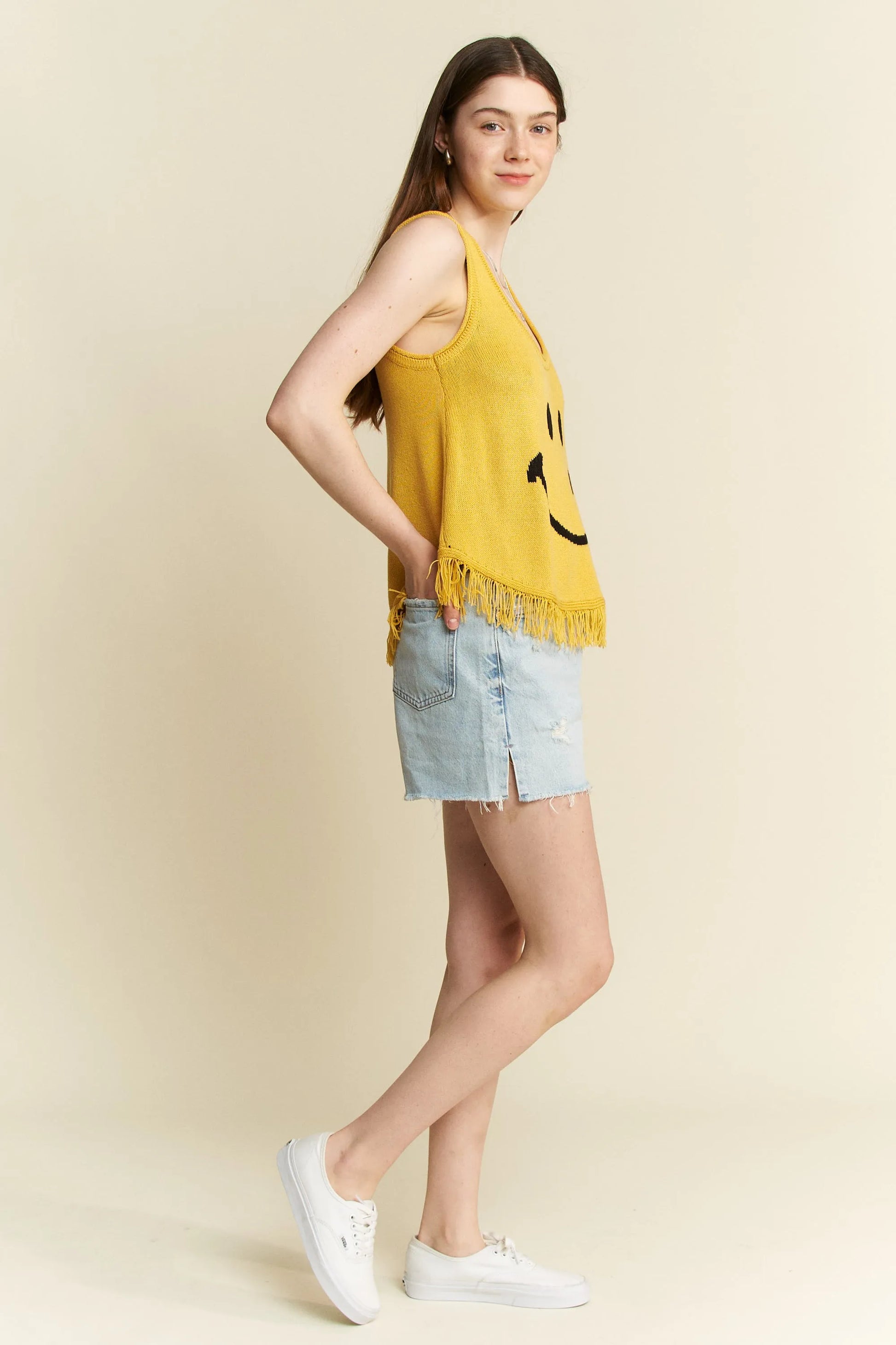 Jade By Jane Full Size Smiley Fringe Tank Top Plus Size - Love Salve 