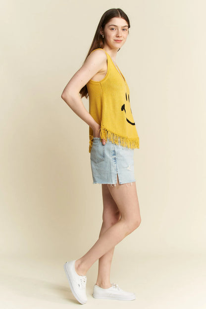 Jade By Jane Full Size Smiley Fringe Tank Top Plus Size - Love Salve 