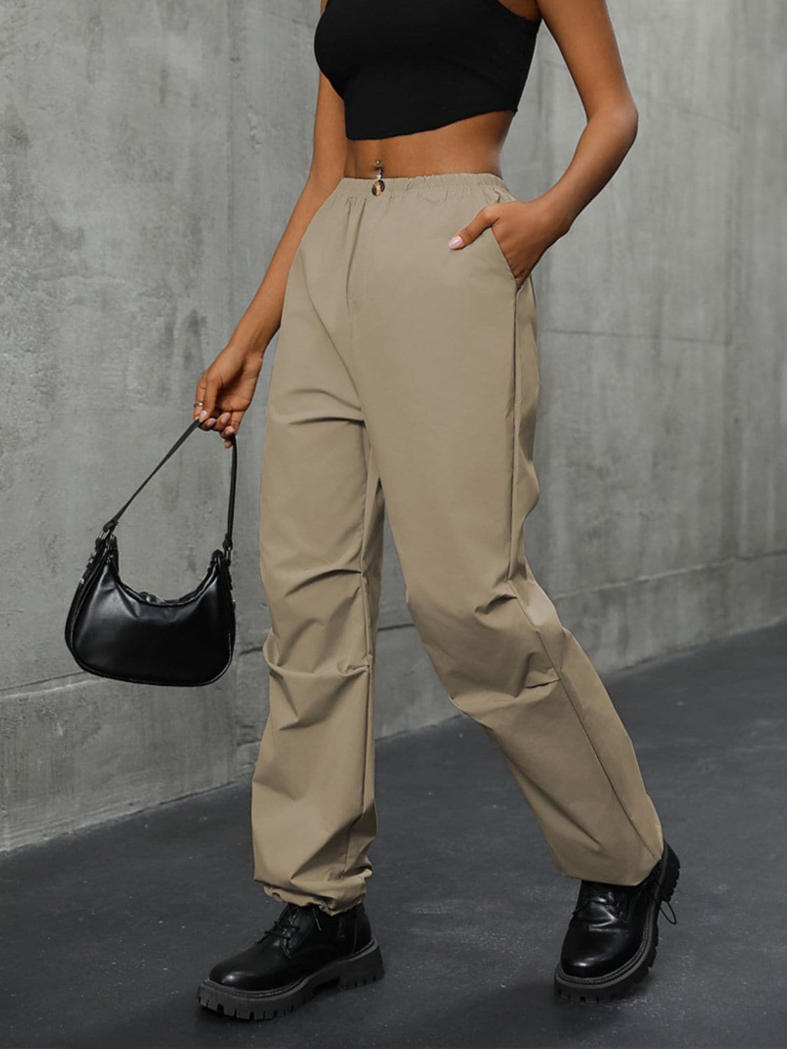 Versatile Pocketed Stretch Waist Pants