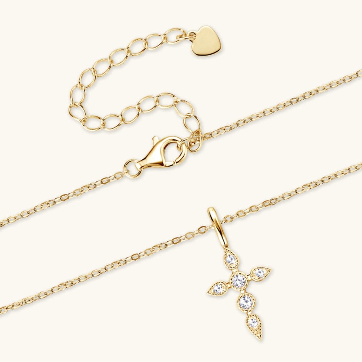 925 Sterling Silver Moissanite Cross Pendant Necklace.