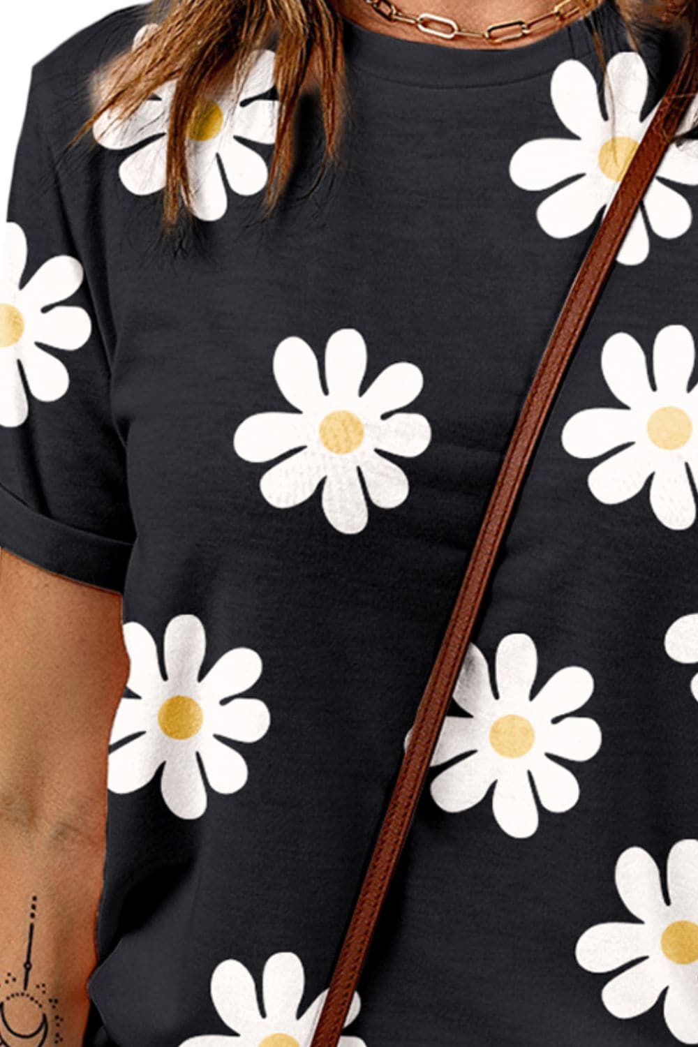 Printed Round Neck Short Sleeve T-Shirt.