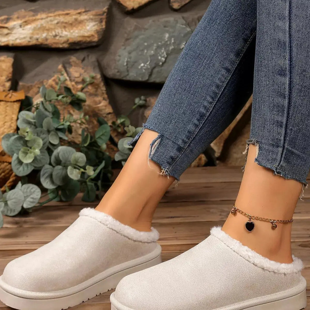Plush Lined Round Toe Slippers Simply Love