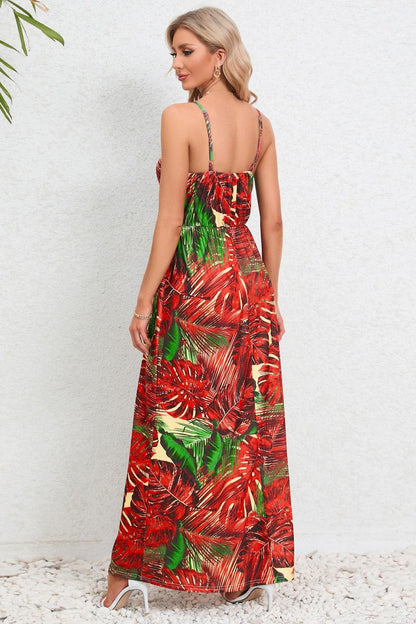 Printed Surplice Maxi Cami Dress.