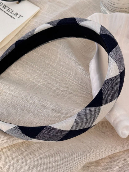 Chic plaid polyester wide headband