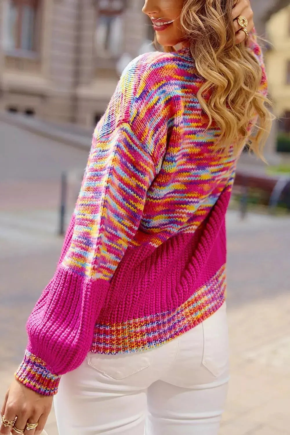 Colorful Knit Crew Neck Sweater Simply Love