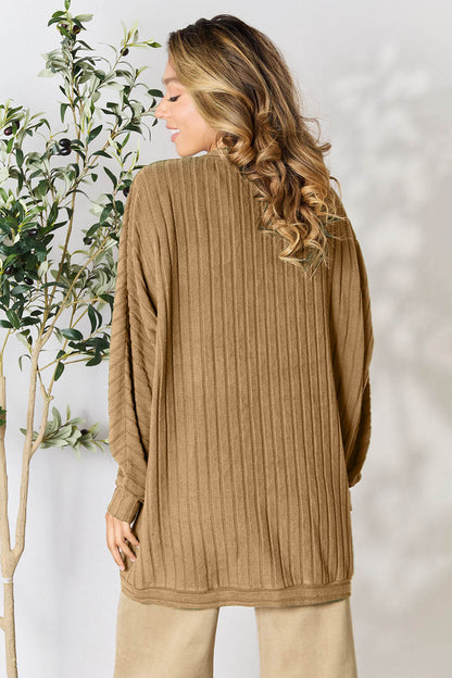 Basic Bae Full Size Ribbed Cocoon Cardigan.