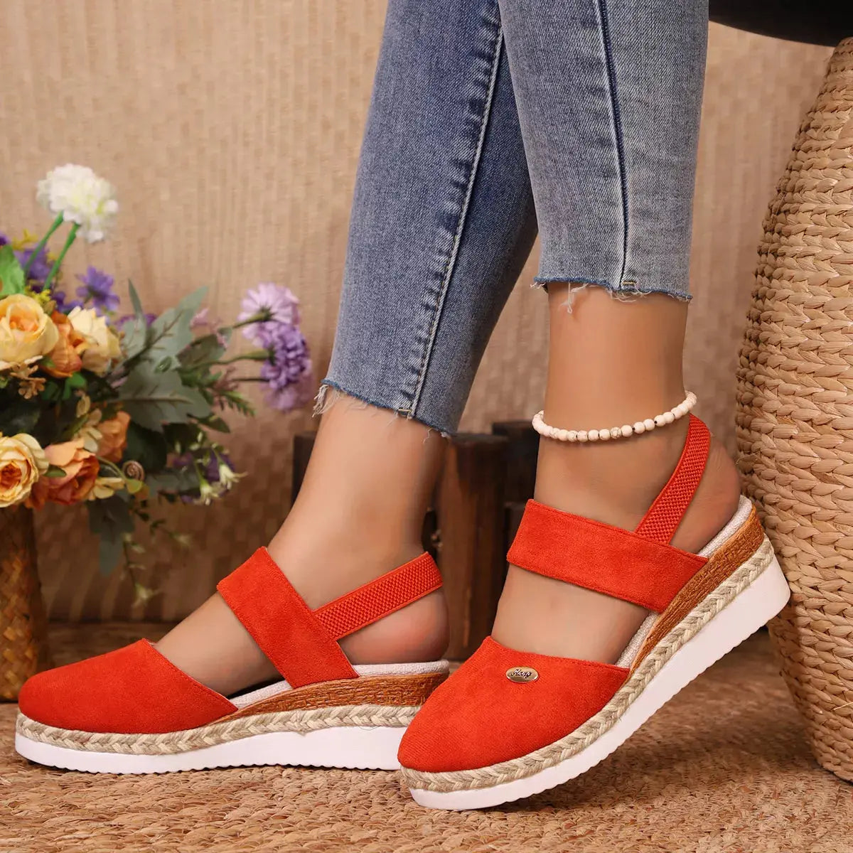 Espadrille Wedge Sandals with Ankle Strap Simply Love