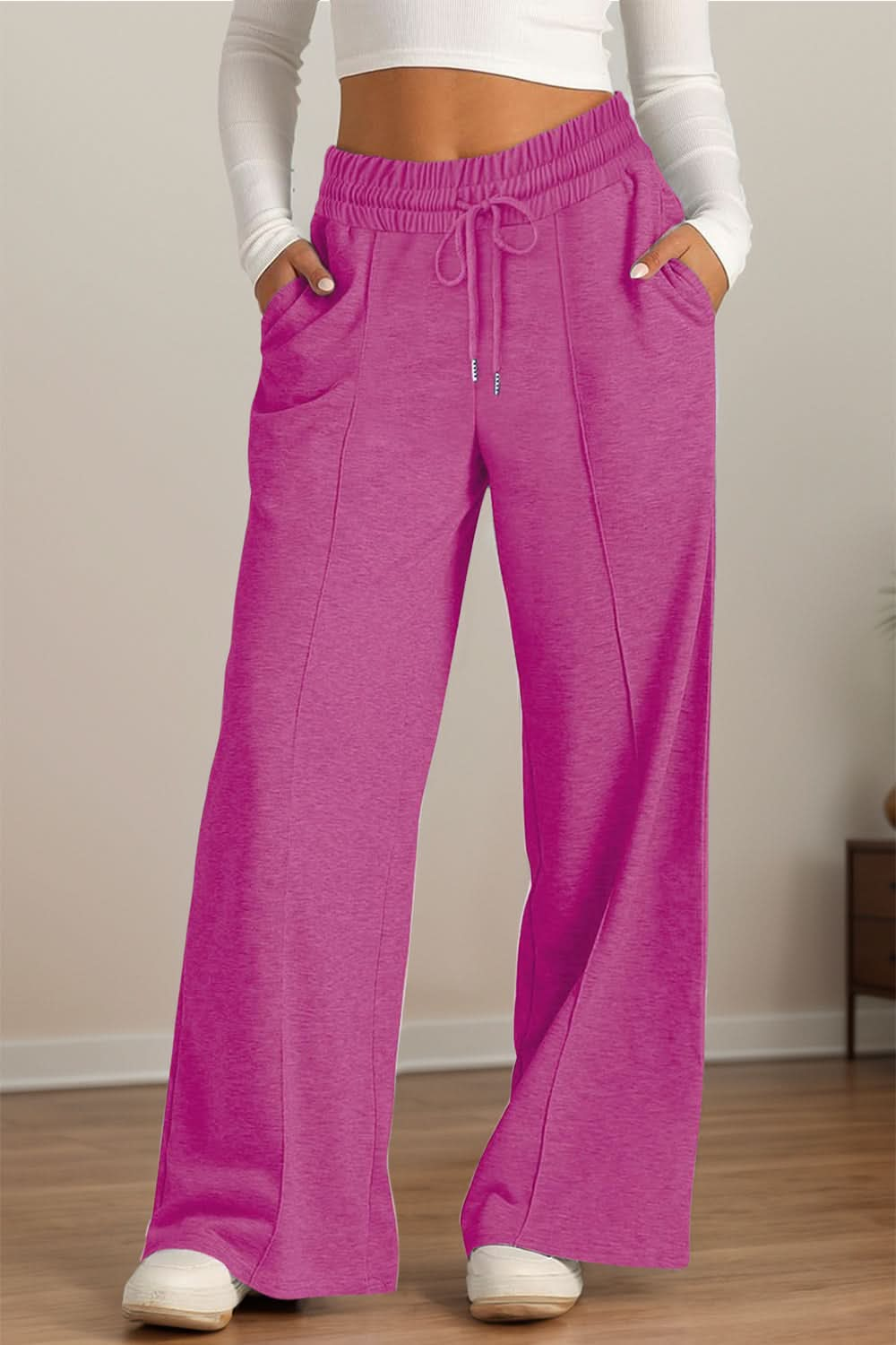 Effortlessly chic wide leg pants with drawstring waist