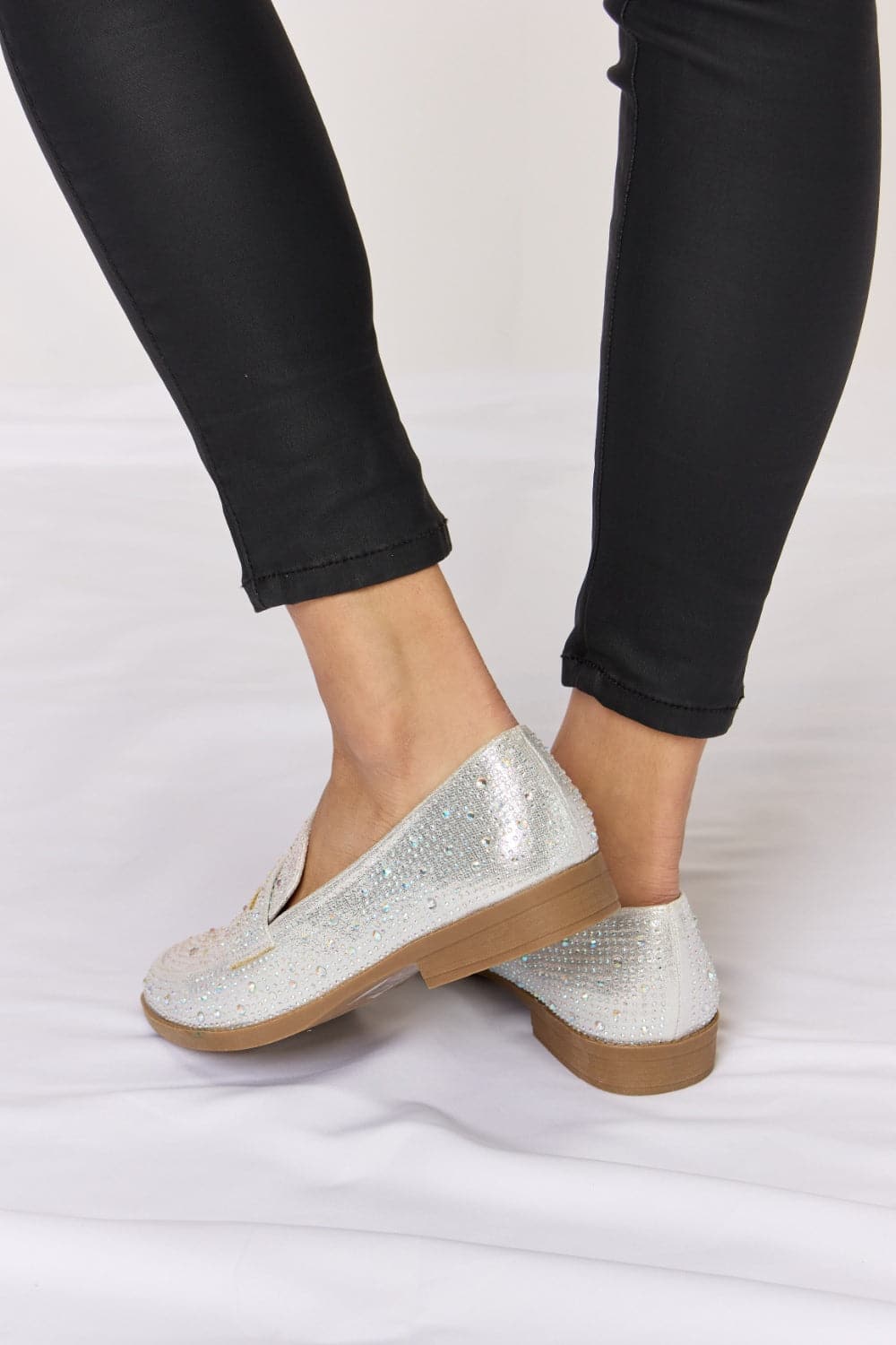 Forever Link Rhinestone Point Toe Loafers.