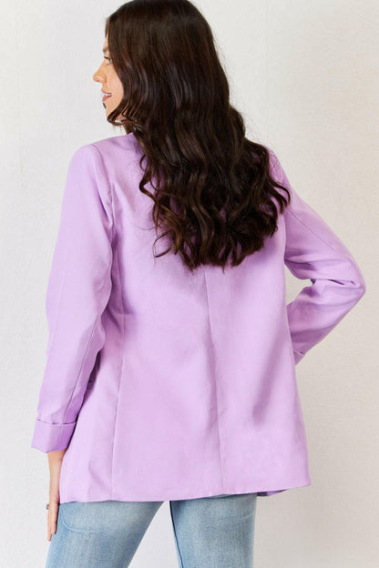 Zenana Open Front Long Sleeve Blazer.