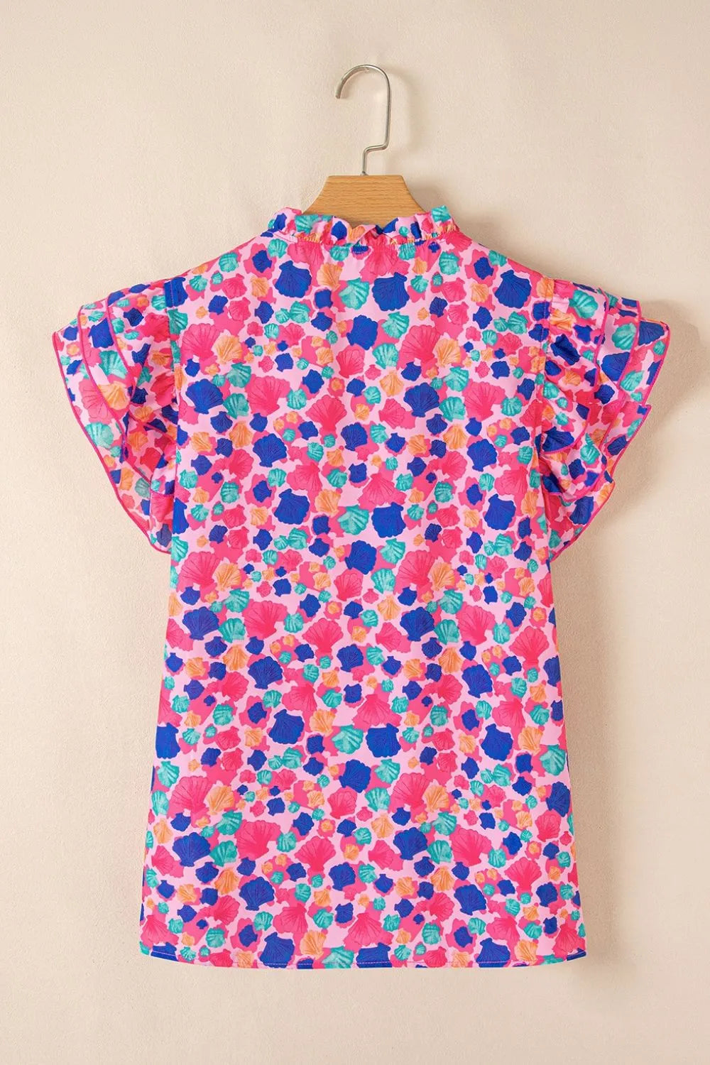 Abstract Print Ruffled Sleeve Notched Blouse - Product image 7 by Simply Love