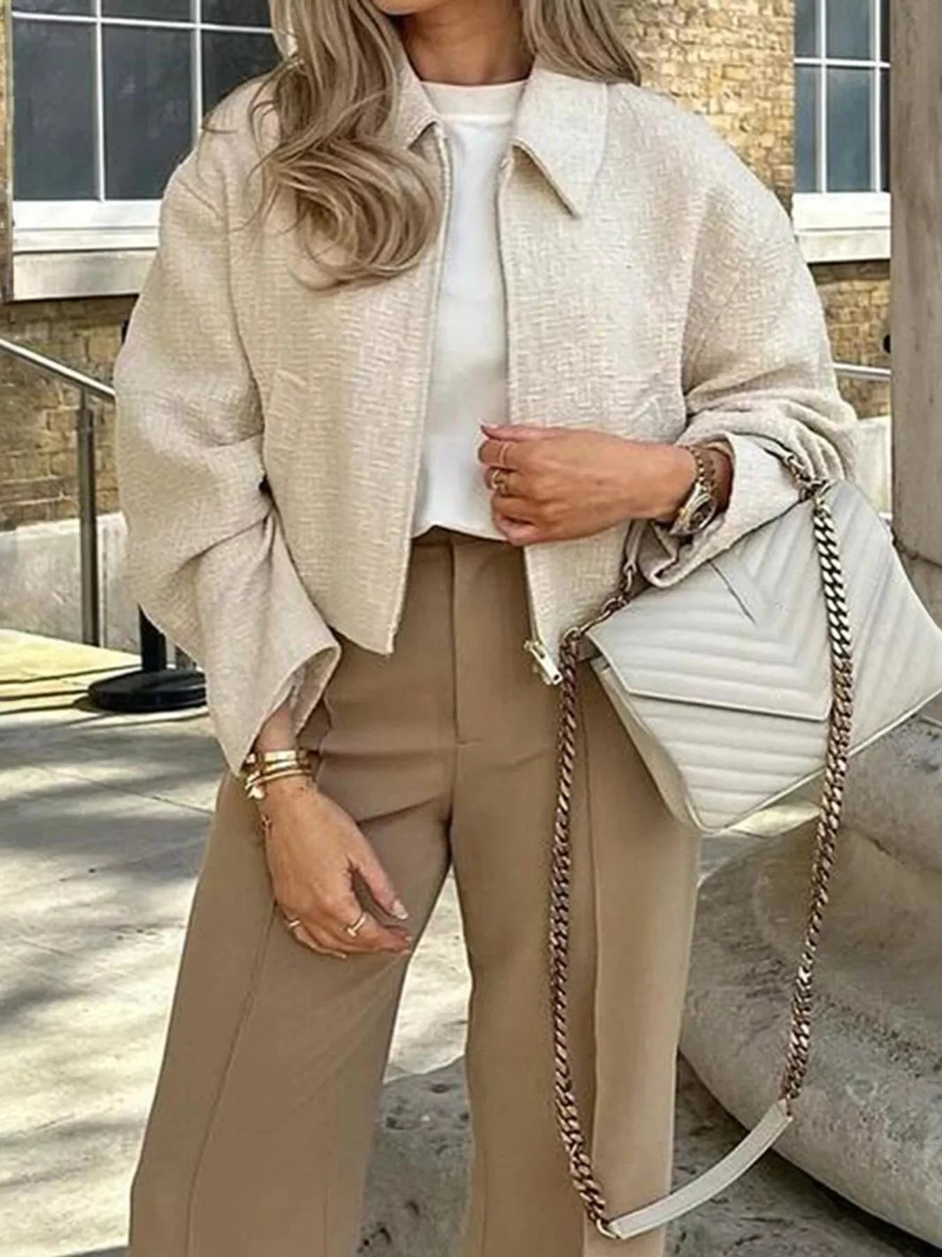 Zip Up Tweed Cropped Jacket For Women With Zipper And Lined Interior Simply Love