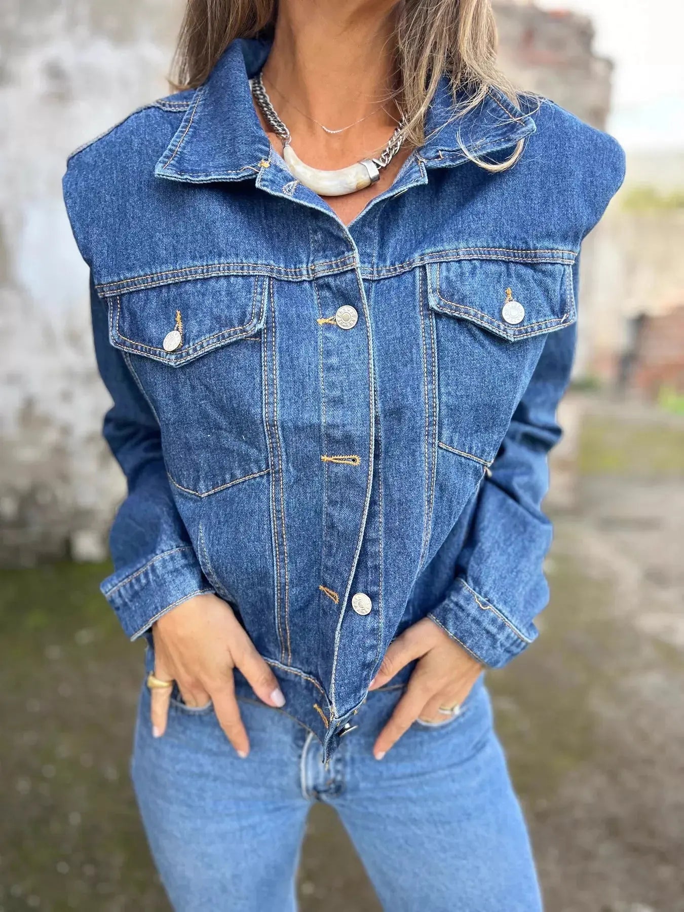 Plus Size Button Up Chest Pockets Denim Jacket Simply Love